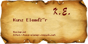 Kunz Elemér névjegykártya